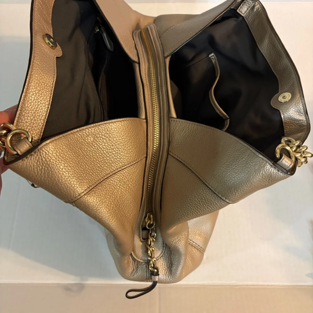 Coach Lexy Platinum Triple Compartment Shoulder Bag Purse Gold Hardware - Picture 12 of 16